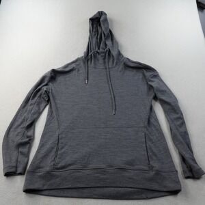 WoolX Callie Hoodie Womens Large Gray 100% Merino Wool Pullover Hooded Sweater